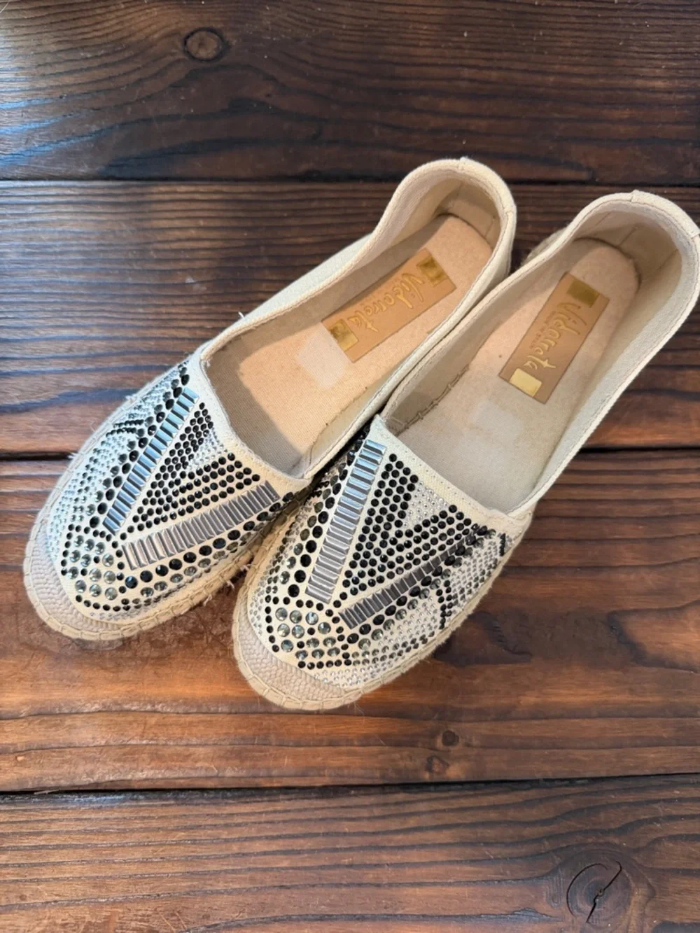 Vidorreta Spain Espadrille Slip-On with  Stud Detailing